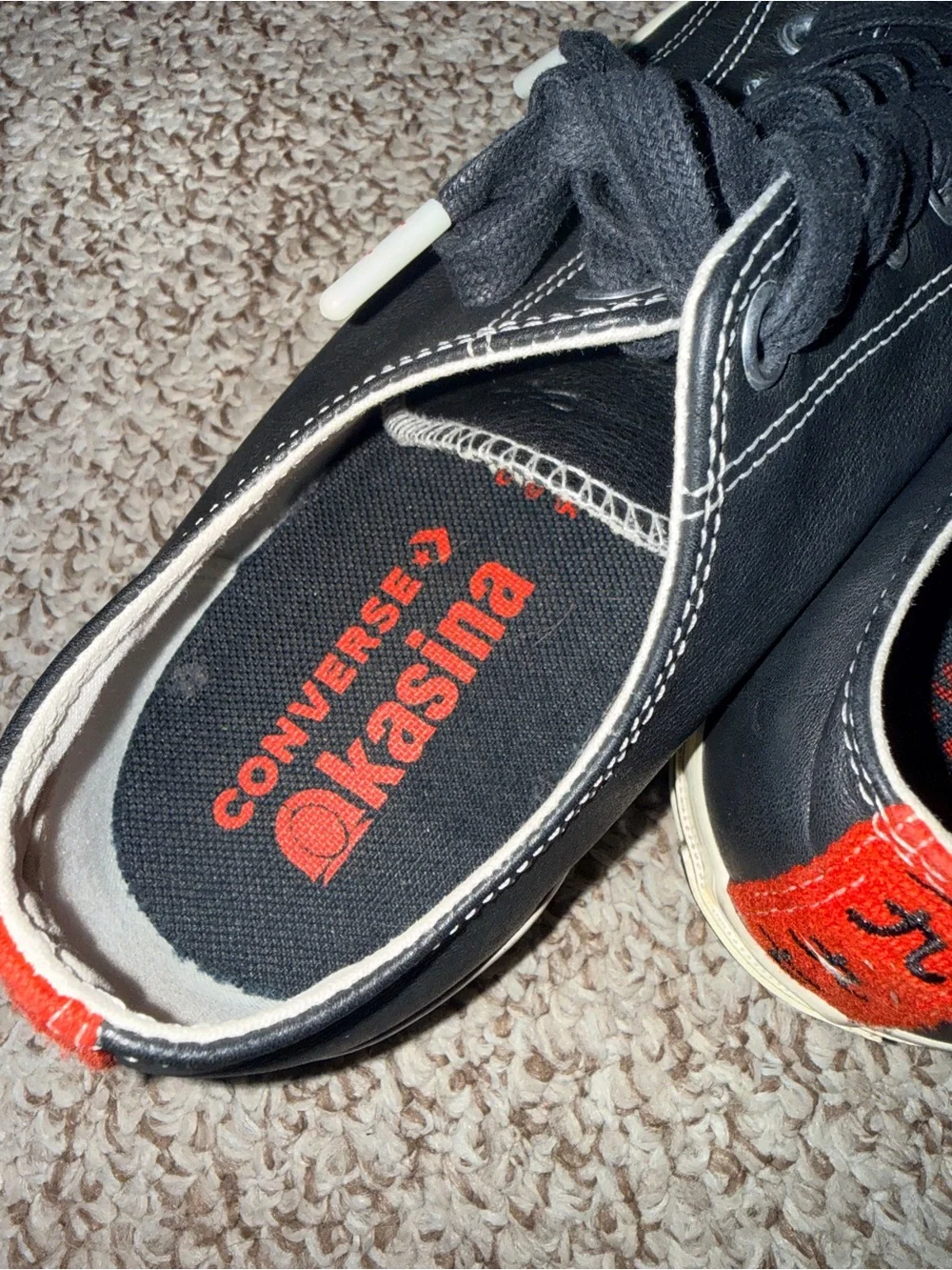 Converse Chuck Taylor KASINA Black Sneakers with Red Heel Tab - Picture 4 of 11